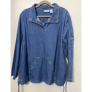 NEW Liz & Me Denim Pullover Top Classic HOBO Cowgirl Comfort Staple Piece -1X